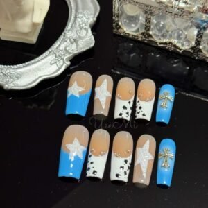 press on nails medium fake nails pink glossy glue on nails glitter acrylic nails oval stick on nails for women and girls